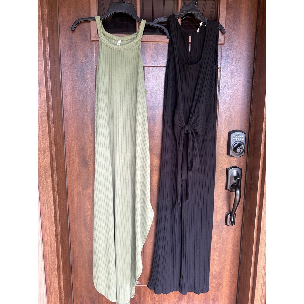 Women's Small Neutral Boutique Brand Amour Vert Ribbed Jumpsuit & Dress Bundle